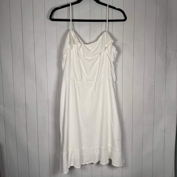 gb Dresses & Skirts - GB‎ Linen Blend White Ruffle Mini Tank Dress Spring Summer Minimalist Chic XXL